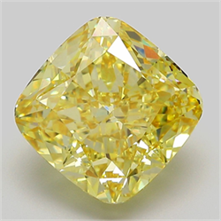 Picture of Lab Grown Diamond 7.25 Carats, CUSHION MODIFIED with  Cut, Fancy Vivid Yellow Color, VS1 Clarity and Certified by IGI