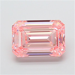 Picture of Lab Grown Diamond 4.03 Carats, Emerald with  Cut, Fancy Intense Pink Color, VVS2 Clarity and Certified by IGI