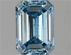 Picture of Lab Grown Diamond 2.13 Carats, Emerald with  Cut, Fancy Vivid Blue Color, VS2 Clarity and Certified by IGI