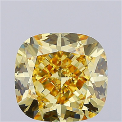 Picture of Lab Grown Diamond 7.03 Carats, CUSHION MODIFIED with  Cut, Fancy Yellow Color, VS2 Clarity and Certified by IGI