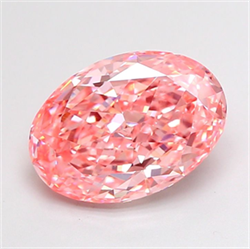 Picture of Lab Grown Diamond 2.74 Carats, Oval with  Cut, Fancy Vivid Pink Color, VS1 Clarity and Certified by IGI