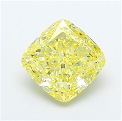 Picture of Lab Grown Diamond 1.51 Carats, CUSHION MODIFIED with  Cut, Fancy Intense Yellow Color, VVS2 Clarity and Certified by IGI