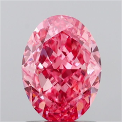 Picture of Lab Grown Diamond 1.61 Carats, Oval with  Cut, Fancy Vivid Pink Color, VS1 Clarity and Certified by IGI