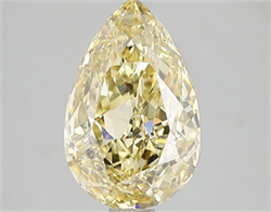 Picture of Lab Grown Diamond 3.01 Carats, Pear with  Cut, Fancy Vivid Yellow Color, VS2 Clarity and Certified by IGI
