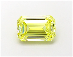 Picture of Lab Grown Diamond 1.76 Carats, Emerald with  Cut, Fancy Intense Yellow Color, VVS2 Clarity and Certified by IGI