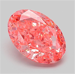 Picture of Lab Grown Diamond 3.03 Carats, Oval with  Cut, Fancy Vivid Pink Color, VS1 Clarity and Certified by IGI