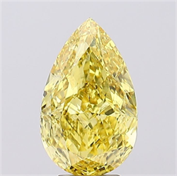 Picture of Lab Grown Diamond 5.55 Carats, Pear with  Cut, Fancy Vivid Yellow Color, VS2 Clarity and Certified by IGI