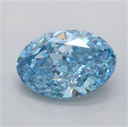 Picture of Lab Grown Diamond 1.50 Carats, Oval with  Cut, Fancy Vivid Blue Color, VVS2 Clarity and Certified by IGI