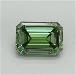 Picture of Lab Grown Diamond 5.02 Carats, Emerald with  Cut, Fancy Vivid Green Color, VVS2 Clarity and Certified by IGI