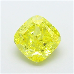 Picture of Lab Grown Diamond 2.10 Carats, CUSHION MODIFIED with  Cut, Fancy Vivid Yellow Color, VVS1 Clarity and Certified by IGI