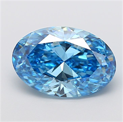 Picture of Lab Grown Diamond 4.01 Carats, Oval with  Cut, Fancy Vivid Blue Color, VS2 Clarity and Certified by IGI
