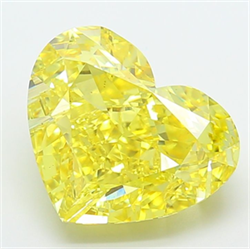 Picture of Lab Grown Diamond 8.53 Carats, Heart with  Cut, Fancy Vivid Yellow Color, VS2 Clarity and Certified by IGI
