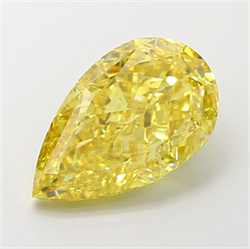 Picture of Lab Grown Diamond 3.50 Carats, Pear with  Cut, Fancy Vivid Yellow Color, VS2 Clarity and Certified by IGI