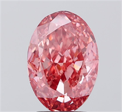 Picture of Lab Grown Diamond 3.21 Carats, Oval with  Cut, Fancy Vivid Pink Color, VS1 Clarity and Certified by IGI