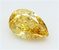 Picture of Lab Grown Diamond 2.57 Carats, Pear with  Cut, Fancy Vivid Yellow Color, VVS2 Clarity and Certified by IGI