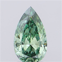 Picture of Lab Grown Diamond 1.35 Carats, Pear with  Cut, Fancy Vivid Green Color, VS1 Clarity and Certified by IGI