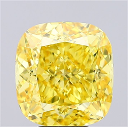 Picture of Lab Grown Diamond 6.81 Carats, CUSHION MODIFIED with  Cut, Fancy Vivid Yellow Color, VS2 Clarity and Certified by IGI