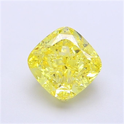 Picture of Lab Grown Diamond 1.48 Carats, CUSHION MODIFIED with  Cut, Fancy Vivid Yellow Color, VVS2 Clarity and Certified by IGI