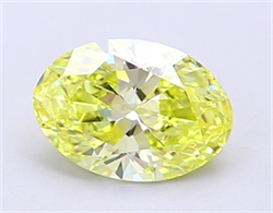 Picture of Lab Grown Diamond 1.22 Carats, Oval with  Cut, Fancy Vivid Yellow Color, VS1 Clarity and Certified by IGI