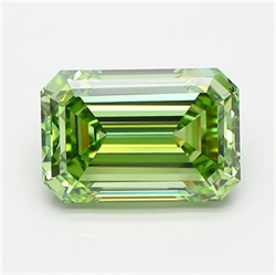 Picture of Lab Grown Diamond 5.24 Carats, Emerald with  Cut, Fancy Vivid Green Color, VS1 Clarity and Certified by IGI