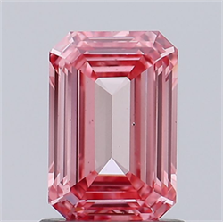 Picture of Lab Grown Diamond 1.25 Carats, Emerald with  Cut, Fancy Vivid Pink Color, VS2 Clarity and Certified by IGI