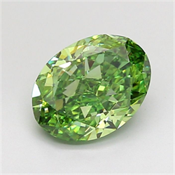 Picture of Lab Grown Diamond 1.59 Carats, Oval with  Cut, Fancy Vivid Green Color, VS2 Clarity and Certified by IGI