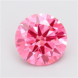 Picture of Lab Grown Diamond 3.05 Carats, Round with Ideal Cut, Fancy Vivid Pink Color, VS1 Clarity and Certified by IGI