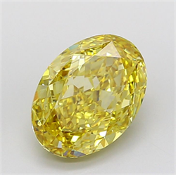Picture of Lab Grown Diamond 4.16 Carats, Oval with  Cut, Fancy Intense Yellow Color, VVS2 Clarity and Certified by IGI
