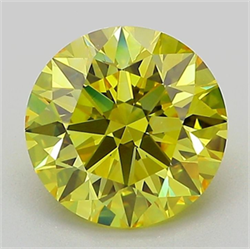 Picture of Lab Grown Diamond 2.21 Carats, Round with Ideal Cut, Fancy Intense Yellow Color, VS1 Clarity and Certified by IGI
