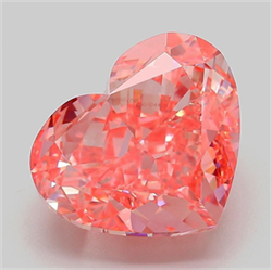 Picture of Lab Grown Diamond 6.30 Carats, Heart with  Cut, Fancy Vivid Pink Color, VS1 Clarity and Certified by IGI