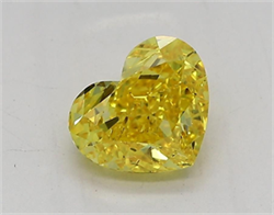 Picture of Lab Grown Diamond 1.21 Carats, Heart with  Cut, Fancy Vivid Yellow Color, VVS1 Clarity and Certified by IGI