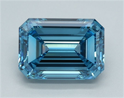 Picture of Lab Grown Diamond 1.63 Carats, Emerald with  Cut, Fancy Vivid Blue Color, VS1 Clarity and Certified by IGI