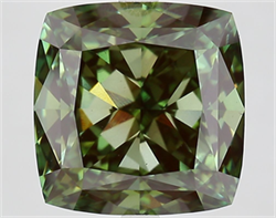 Picture of Lab Grown Diamond 9.19 Carats, CUSHION MODIFIED with  Cut, Fancy Vivid Green Color, VS1 Clarity and Certified by IGI