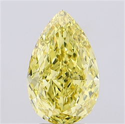 Picture of Lab Grown Diamond 3.55 Carats, Pear with  Cut, Fancy Intense Yellow Color, VS1 Clarity and Certified by IGI