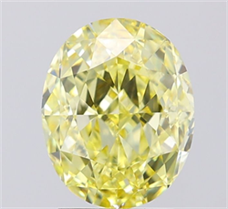 Picture of Lab Grown Diamond 2.79 Carats, Oval with  Cut, Fancy Intense Yellow Color, VVS2 Clarity and Certified by IGI
