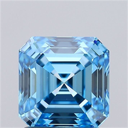 Picture of Lab Grown Diamond 1.21 Carats, Asscher with  Cut, Fancy Vivid Blue Color, VS2 Clarity and Certified by IGI