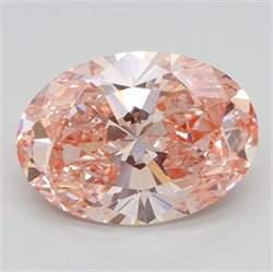 Picture of Lab Grown Diamond 3.01 Carats, Oval with  Cut, Fancy Vivid Pink Color, VS2 Clarity and Certified by IGI