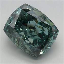Picture of Lab Grown Diamond 4.42 Carats, CUSHION MODIFIED with  Cut, Fancy Vivid Green Color, VS1 Clarity and Certified by IGI