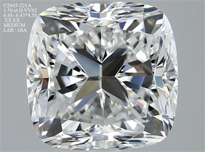 Foto Diamante Natural 1.50 quilates, Del cojín , Color D, claridad VVS2 y certificado GIA de