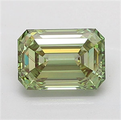 Picture of Lab Grown Diamond 3.05 Carats, Emerald with  Cut, Fancy Vivid Green Color, VS2 Clarity and Certified by IGI