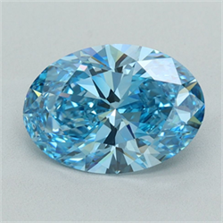 Picture of Lab Grown Diamond 2.45 Carats, Oval with  Cut, Fancy Vivid Blue Color, VVS1 Clarity and Certified by IGI