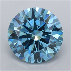 Picture of Lab Grown Diamond 2.99 Carats, Round with Ideal Cut, Fancy Vivid Blue Color, VVS2 Clarity and Certified by IGI
