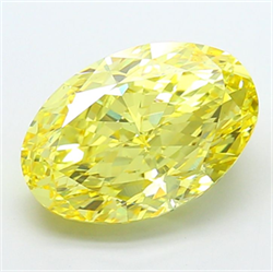 Picture of Lab Grown Diamond 7.06 Carats, Oval with  Cut, Fancy Vivid Yellow Color, VS2 Clarity and Certified by IGI