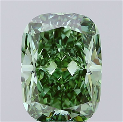 Picture of Lab Grown Diamond 3.79 Carats, CUSHION MODIFIED with  Cut, Fancy Vivid Green Color, VVS2 Clarity and Certified by IGI