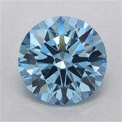Picture of Lab Grown Diamond 2.06 Carats, Round with Ideal Cut, Fancy Vivid Blue Color, VVS1 Clarity and Certified by IGI