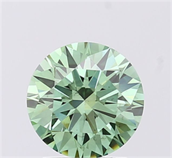 Picture of Lab Grown Diamond 1.51 Carats, Round with Ideal Cut, Fancy Vivid Green Color, VS2 Clarity and Certified by IGI