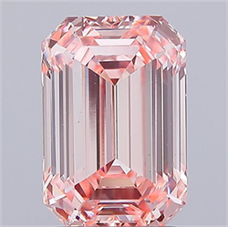 Picture of Lab Grown Diamond 3.03 Carats, Emerald with  Cut, Fancy Intense Pink Color, VS1 Clarity and Certified by IGI
