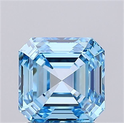 Picture of Lab Grown Diamond 1.46 Carats, Asscher with  Cut, Fancy Vivid Blue Color, VVS1 Clarity and Certified by IGI