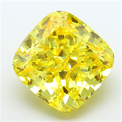 Picture of Lab Grown Diamond 10.01 Carats, CUSHION MODIFIED with  Cut, Fancy Vivid Yellow Color, VS2 Clarity and Certified by IGI