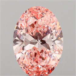 Picture of Lab Grown Diamond 4.29 Carats, Oval with  Cut, Fancy Vivid Pink Color, VVS2 Clarity and Certified by IGI